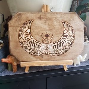 Moth woodburning plaque, wall hanging